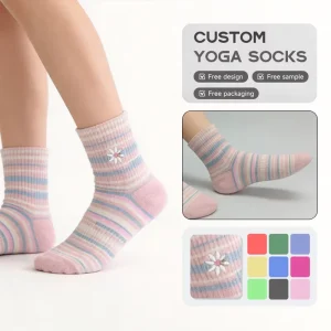Spring Sports Running Exercise Socks Ladies Classic Non slip Outdoor Sports Pilates Socks pink Striped logo Yoga Socks
