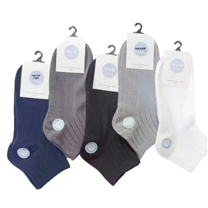 Spring Summer Comfortable Solid Color Breathable Odor resistant Thin Jacquard Ankle Socks Men’s Double Needle