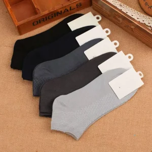 Spring Summer High Quality Solid Color Business Work Ankle Bamboo Socks Men