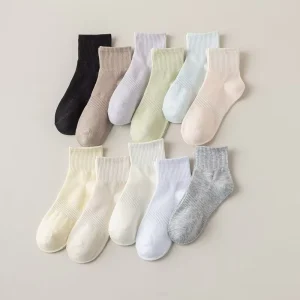 Spring Summer Ice Cream Color Series Ankle Sports Short Socks Combed Cotton Womens Preppy Style Solid One Knitted Casual