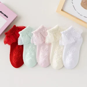 Spring Summer Lightweight Breathable Girls’ Socks Lace Children’s Socks Princess Style Girls’ Dance Socks