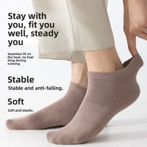 Spring Summer Men’s Casual Socks Thin High Cotton 91.8% Ankle Quick Drying Breathable Anti Slip Antibacterial Deodorant