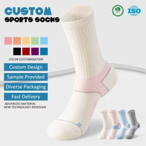 Spring Summer Mid Tube Terry Bottom Cotton Breathable Shock Absorption Medias Chaussettes Women Marathon Performance Socks