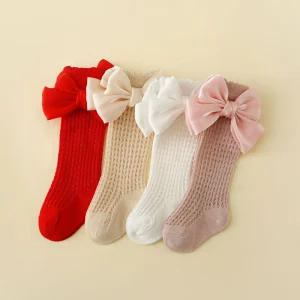 Spring Summer Newborn Socks Mesh Breathable Children’s Socks Bow Princess Style Soft Comfortable Socks