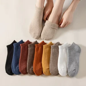 Spring Summer Solid Color Women’s Socks Cotton Korean Simple Fashion Ladies Boat Socks for Women