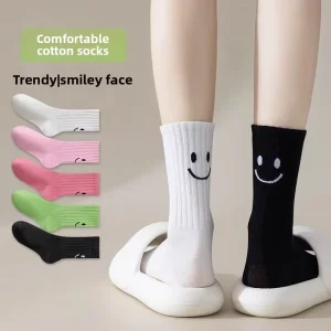 Spring Summer Unisex Mid-Calf Breathable Cotton Socks Knitted Character Design Solid Color Sporty High Quality