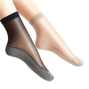 Spring Summer Women Soft Socks Thin Silk Socks Non-Slip Cotton Bottom Splice Fashion Transparent Ladies Breathable Sports Socks