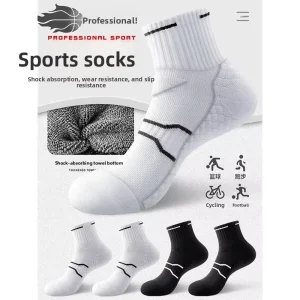 Spring Summer Youth Sports Crew Socks Men’s Running Professional Marathon Cotton ODM Solid Towel Bottom Anti-Slip
