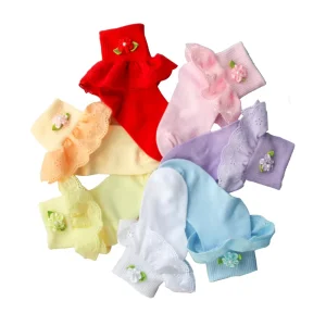 Spring and Autumn Bow Tie Lace Baby Pure Cotton Children’s Frilly Socks