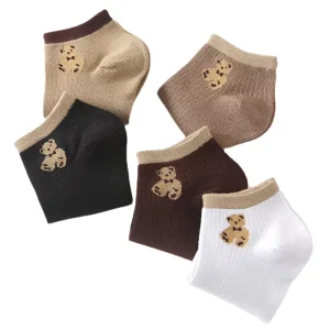 Spring and Summer Thin Solid Color Bear Women’s Socks