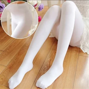 Spring and Summer Velvet Children’s Dance Socks 90D Ballet Socks Girls Long White Pantyhose Tights Socks