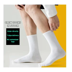 Standard European Code Men’s Crew Socks Custom Logo White Black Professional Cotton Disposable Casual