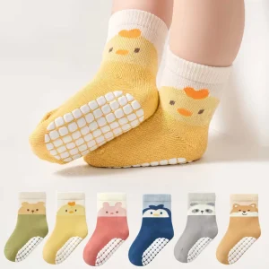 Stock Baby Toddlers Non Slip Ankle Socks With Grippers For Toddlers Walking Cartoon Cotton Crew Length Grip Socks Bulk