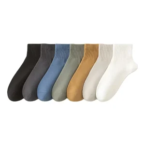 Stock High Cotton Seamless Men’s Short Crew Socks White Black Solid Colors Ankle Knitted Logo Good Short Crew Socks