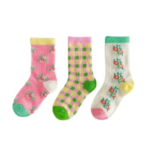 Stocking Children’s Socks Spring Summer Mesh Thin Letter Short Kids Contrast Color Diamond Checked Cute Boys Girls’ Socks