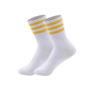 Striped Anti Bacterial Breathable Quick Dry Cotton Sports Socks for Student Run Vintage Cute Casual Mid Tube Summer School Socks