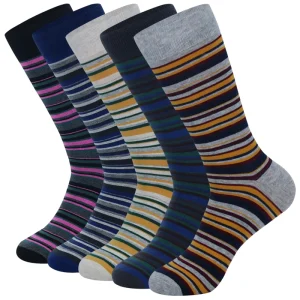 Striped Combed Cotton Knitted Dress Men’s Socks Men’s Business Socks