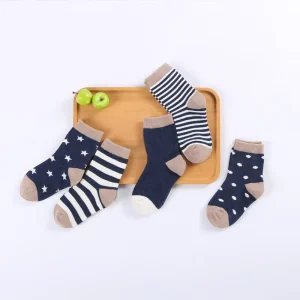 Striped Knitted Cotton Crew Socks for Baby Boys Girls for Spring Autumn Casual