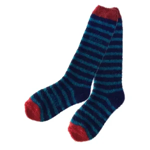 Striped Plush Crew Socks Men’s Thermal Mid-Calf Fuzzy Socks with Non-Slip Grips OEM ODM Two-Tone Winter Socks