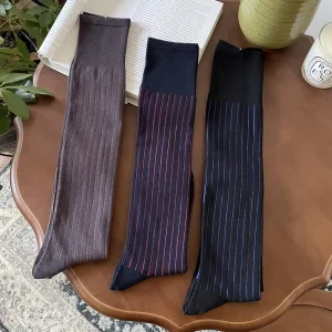 Stripes Design Dress Socks Autumn Winter Long Men’s Cotton Business Socks for Men