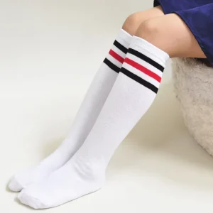 Student Sport Socks Striped Combed Cotton School Uniform Socks Knee Hign Football Socks for Boys and Girls