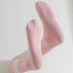 Studio Stripe Sport Daily Wear Mid-Calf Cotton Fitness Indoor Soft Non-Slip SweatAbsorbent Dance Pilates Yoga Socks for Women