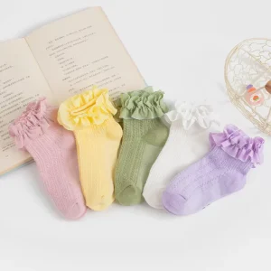 Stylish White Lace Girls Dance Socks Cute Baby Princess High-Crew for Spring Summer Trendy INS Fashion Inspired Korean Style