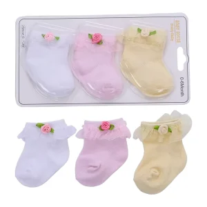 Summer Breathable 100% Cotton Newborn Baby Girl Lace Socks With Bowknot for Gift Box
