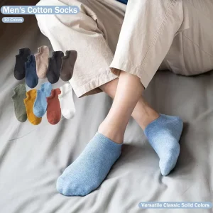Summer Breathable Sweat Absorbing Solid Color Anti Drop Boat Socks Men’s Casual Cotton Invisible Socks