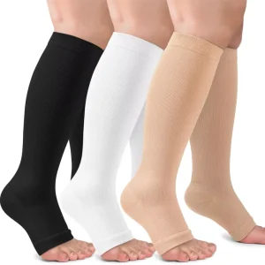Summer Compression Socks Varicose Veins Graduated Pressure Stockings Elastic Open Toe Knee High Calf Compression Knitted
