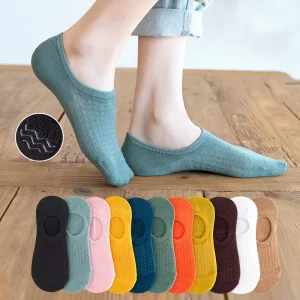 Summer Cute Fashion Candy Colors Thin Non Slip Short No Show Socks for Women