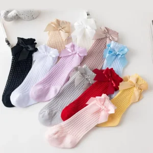Summer Knee high Loose Baby Socks Big Bow Mesh Children’s Socks Breathable Newborn Baby Socks Thin Style