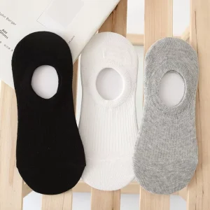 Summer Knitted Solid Color Cotton No Show Casual Socks Men Women Black White Invisible Shallow Mouth Low Side Breathable