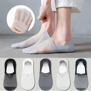 Summer Men Thin Non slip Cotton White Black Gym Mesh Ankle Invisible Boat Socks Cotton Loafer Sock No Show Socks