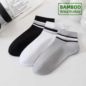 Summer Men’s Bamboo Socks Low Cut Custom Designs Striped Organic Soft Sport Ankle Socks