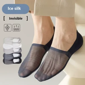Summer Men’s No show Socks with Silicone Grips Sweat Absorbing Cooling Mesh Low Cut Casual Socks for Men