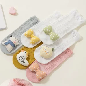 Summer Mesh Baby Cotton Socks Cartoon Kids Socks Middle Tube Solid Color Children’s Socks