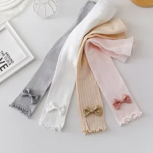Summer Mesh Baby Mesh Leggings Bow Kids Pantyhose Stockings Solid Color Children’s Tights for Girls