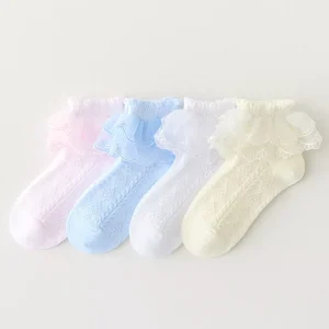 Summer Mesh Baby Socks Ruffle Kids Cotton Socks for Girls Solid Color Lace Children’s Socks