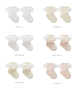 Summer Mesh Breathable Newborn Baby Girls Socks Cute Bow Lace Children’s Cotton Socks Ruffle Kids Socks