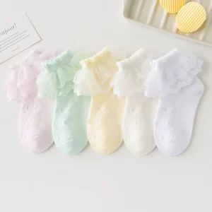 Summer Mesh Cotton Kids Socks Candy Color Ruffle Children’s Socks Comfortable Breathable Baby Socks