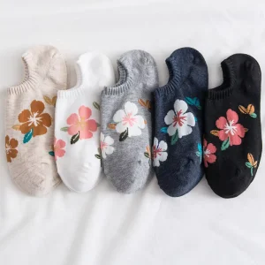 Summer Socks Flower Pattern Women’s Ankle Cotton Socks