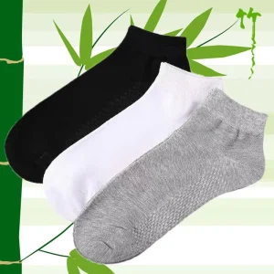 Summer Thin Anti odor Bamboo Fiber Breathable White Ankle Socks Solid Color Short Tube Black Boat Bamboo Socks Men