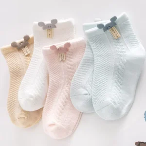 Summer Thin Breathable Mesh Baby Socks Cotton Short Tube Newborn Children’s Socks Cartoon Design for 0 6 Months & 1 3 Years