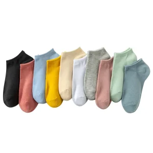 Summer Thin Candy Solid Color Breathable Polyester Ankle Socks Women and Men’s Invisible Logo Cuff Daily Use Free Size