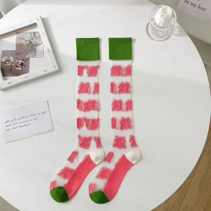 Summer Thin Section Transparent Knee length Crystal Socks Stockings Women’s Glass Silk Calf Knee High Socks