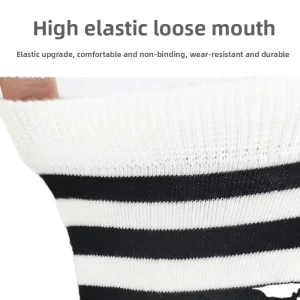 Summer Thin Student Socks Children’s White Striped Girls’ Teenage Mid-Calf Breathable Combed Cotton Jacquard Seamless