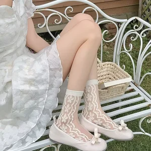 Summer Ultra Thin Style Socks Transparent Crystal Glass Silk Women’s Socks Trendy Soft Breathable Sokken