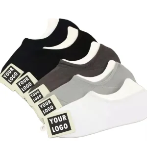 Summer Unisex Invisible Socks Low Cut Bamboo Anti Slip Letter Casual Socks for Men