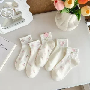 Summer Women’s Knitted Ankle Socks Breathable and Anti slip Printed Ankle Socks